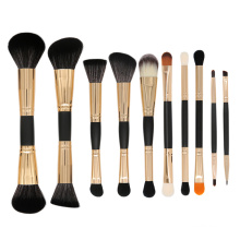 single wooden handle double-headed makeup brush set